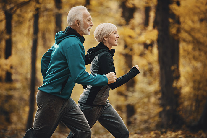 Older couple being active outdoors